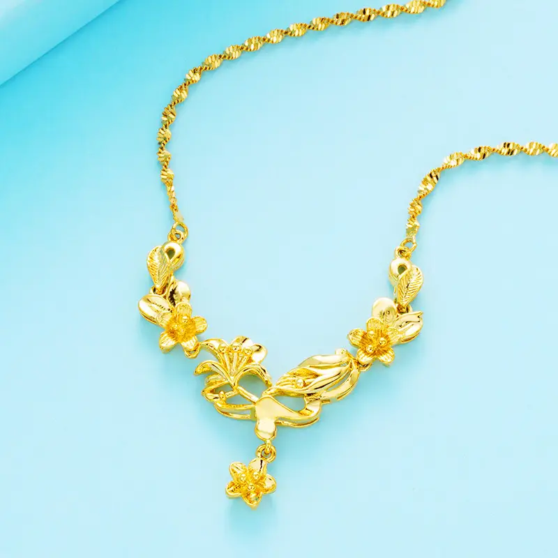 Vietnam Sand Gold Water Wave Flower Necklace - Image 6