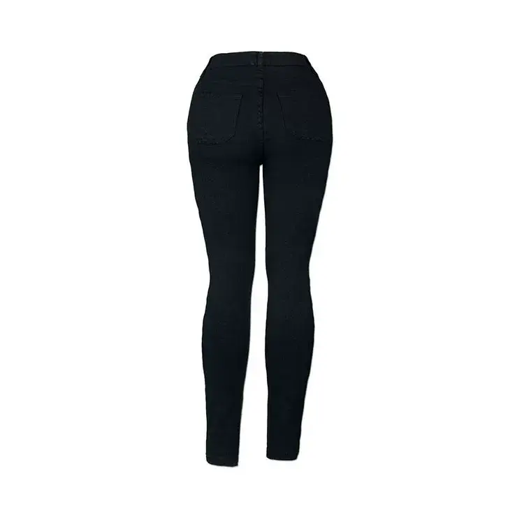 Black Frayed Slim Fit Denim Pencil Pants with High Waist — feature 9