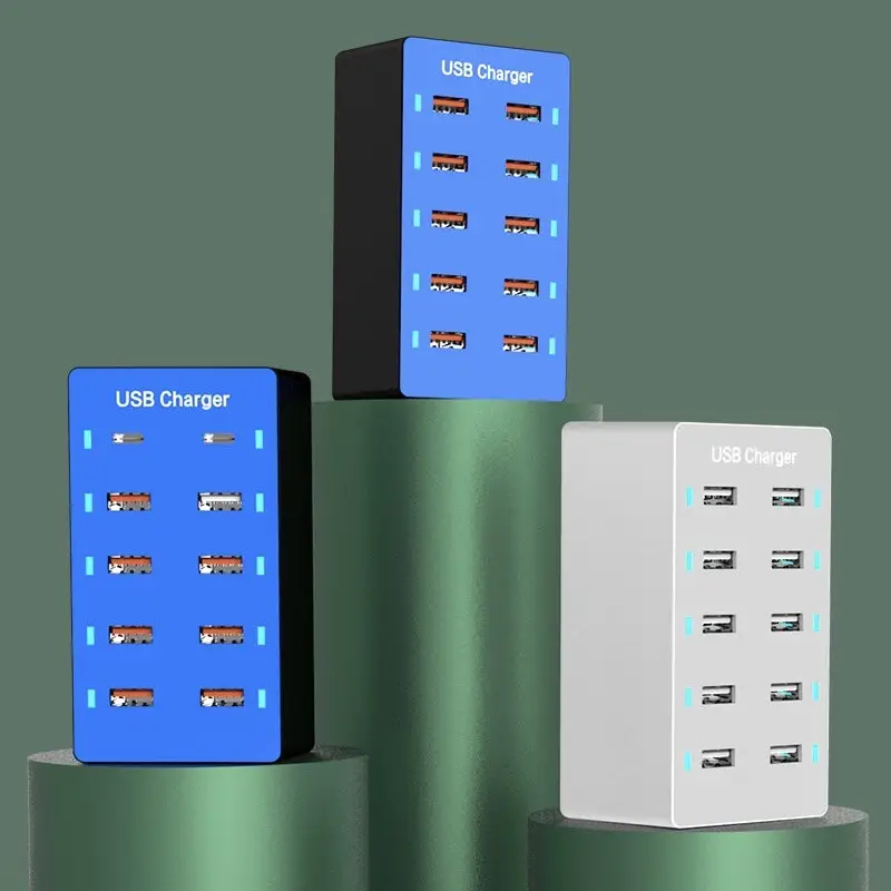 10-Port USB Smart Fast Charger for Mobile & Office Use