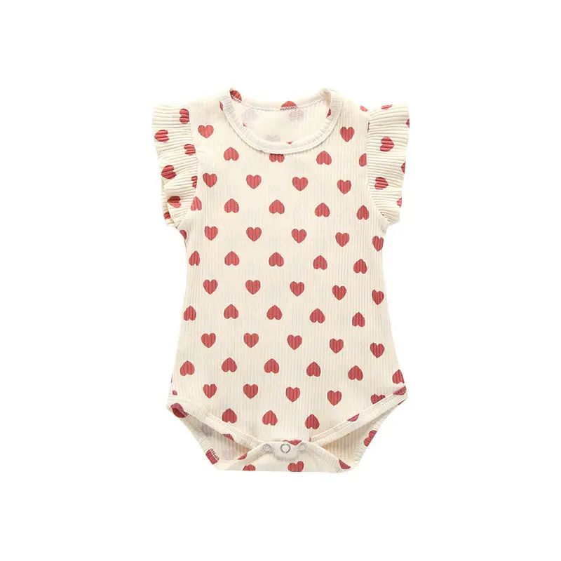 Baby's Cotton Heart Print One-Piece Suit