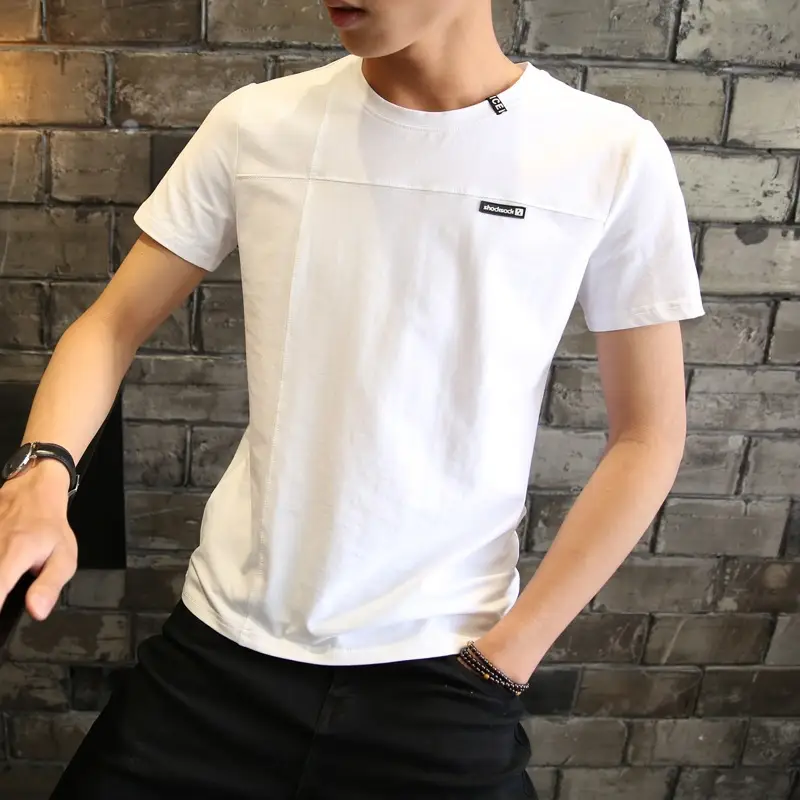 Men Black Short Sleeve T-Shirt Round Neck Half Sleeve Solid Color - Image 6