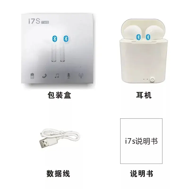 Bluetooth Headset I7S Tws Charging Compartment White - Image 2