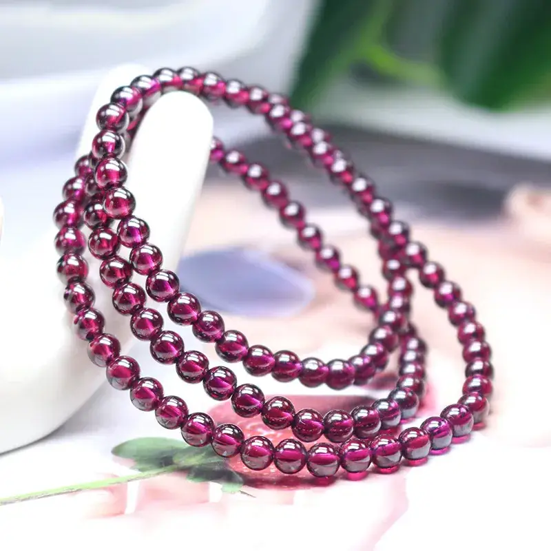Natural Purple Tooth Black Garnet Multi-Circle Bracelet - Image 5