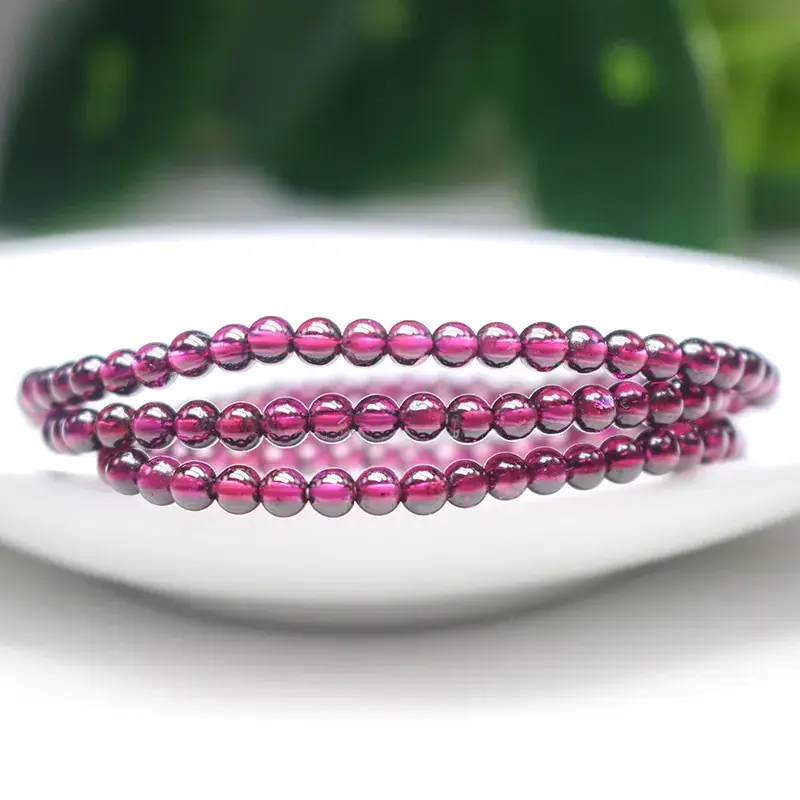 Natural Purple Tooth Black Garnet Multi-Circle Bracelet - Image 6