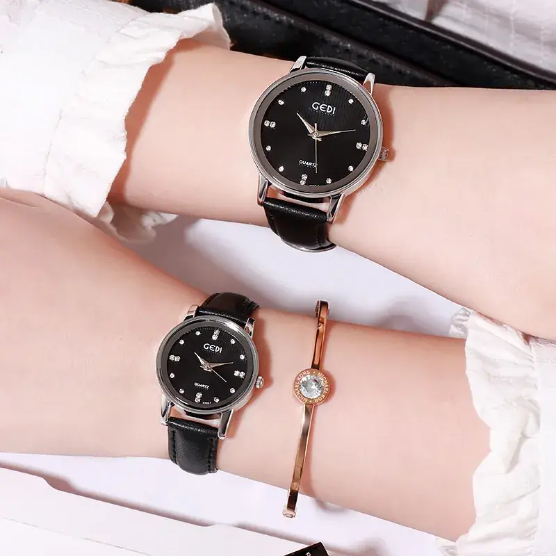 Couple's Elegant White Watch Set with Diamond Accents - Image 3