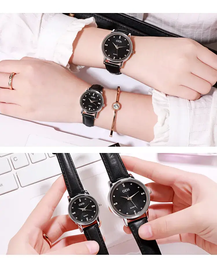 Couple's Elegant White Watch Set with Diamond Accents — feature 7