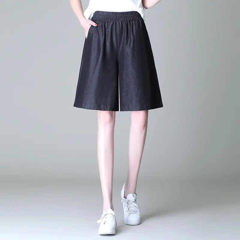 Women's Blue Tencel Denim Wide Leg Shorts Large - Image 6