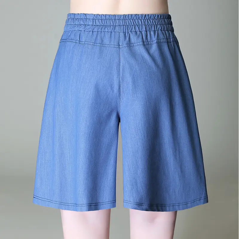 Women's Blue Tencel Denim Wide Leg Shorts Large - Image 8