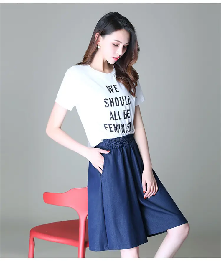 Women's Blue Tencel Denim Wide Leg Shorts Large — feature 20