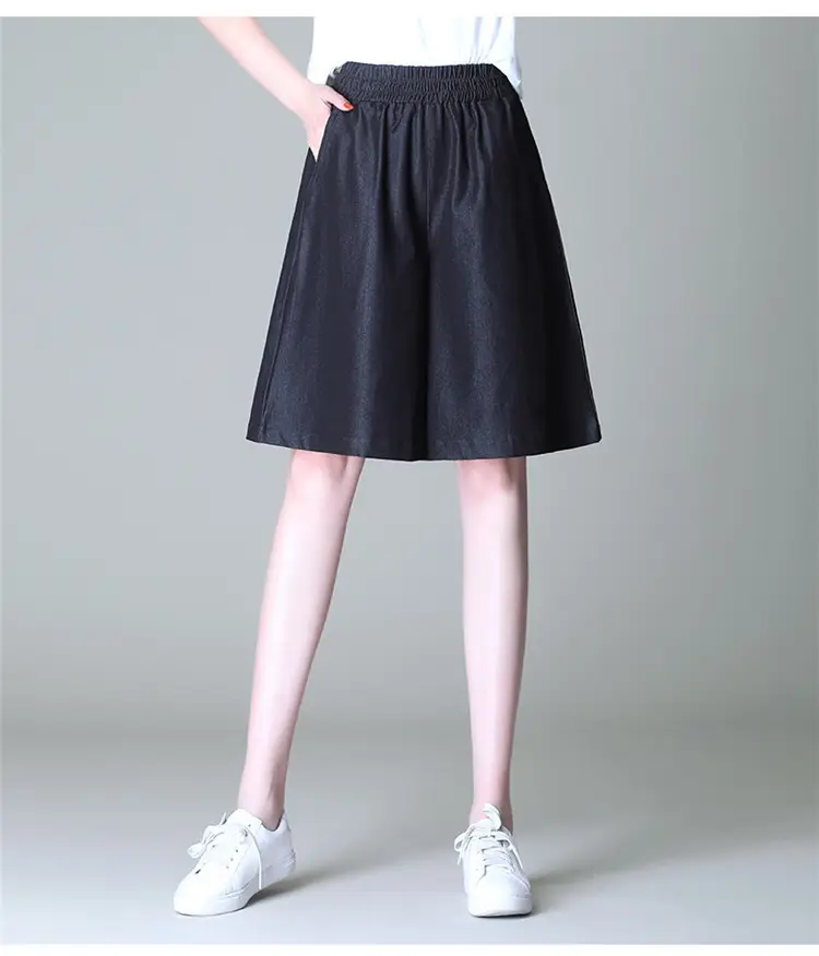 Women's Blue Tencel Denim Wide Leg Shorts Large — feature 23