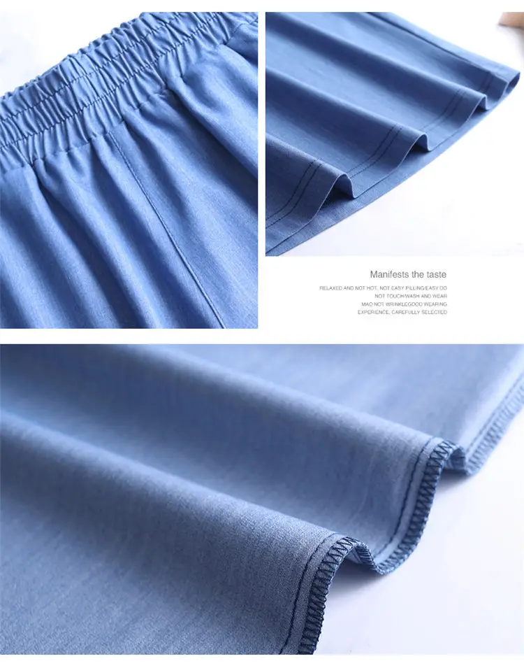 Women's Blue Tencel Denim Wide Leg Shorts Large — feature 7