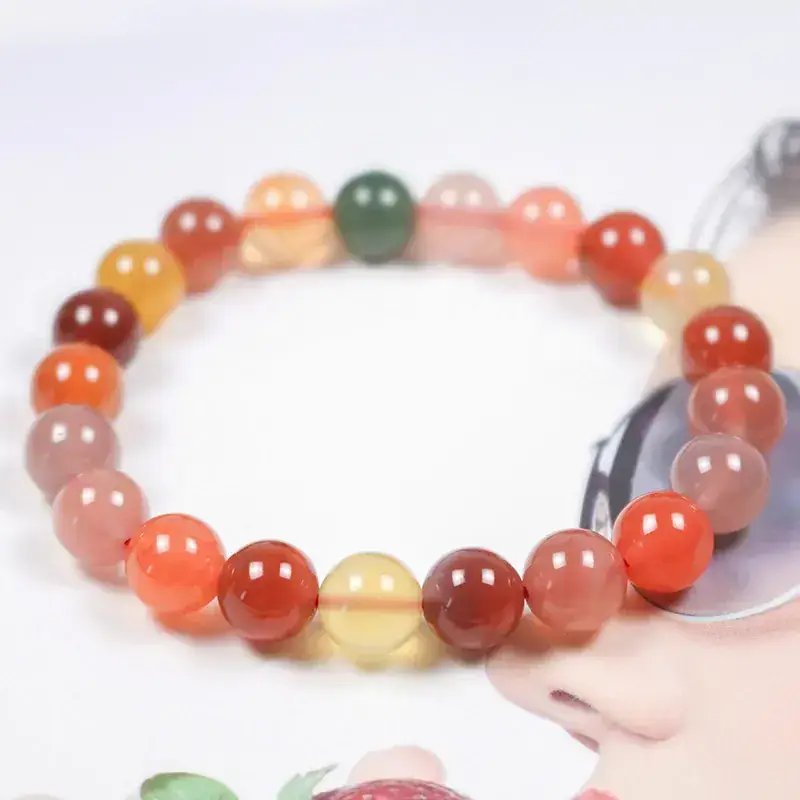 Natural Crystal Agate Bracelet Women Candy Color Single Ring