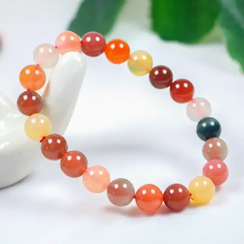 Natural Crystal Agate Bracelet Women Candy Color Single Ring