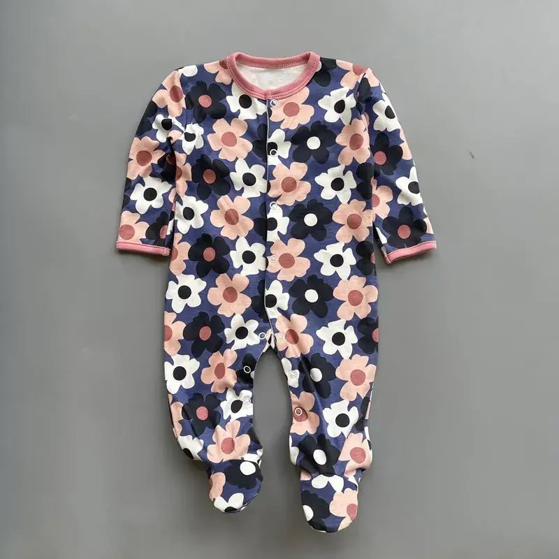 Baby Foot-Covering Cotton Jumpsuit with Hidden Button - Image 8