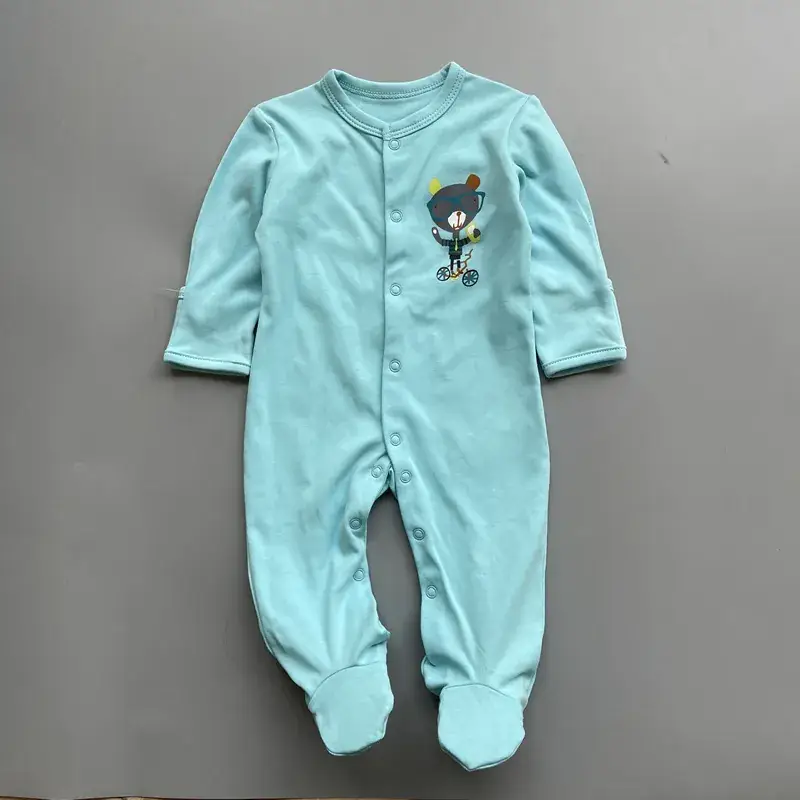 Baby Foot-Covering Cotton Jumpsuit with Hidden Button - Image 9