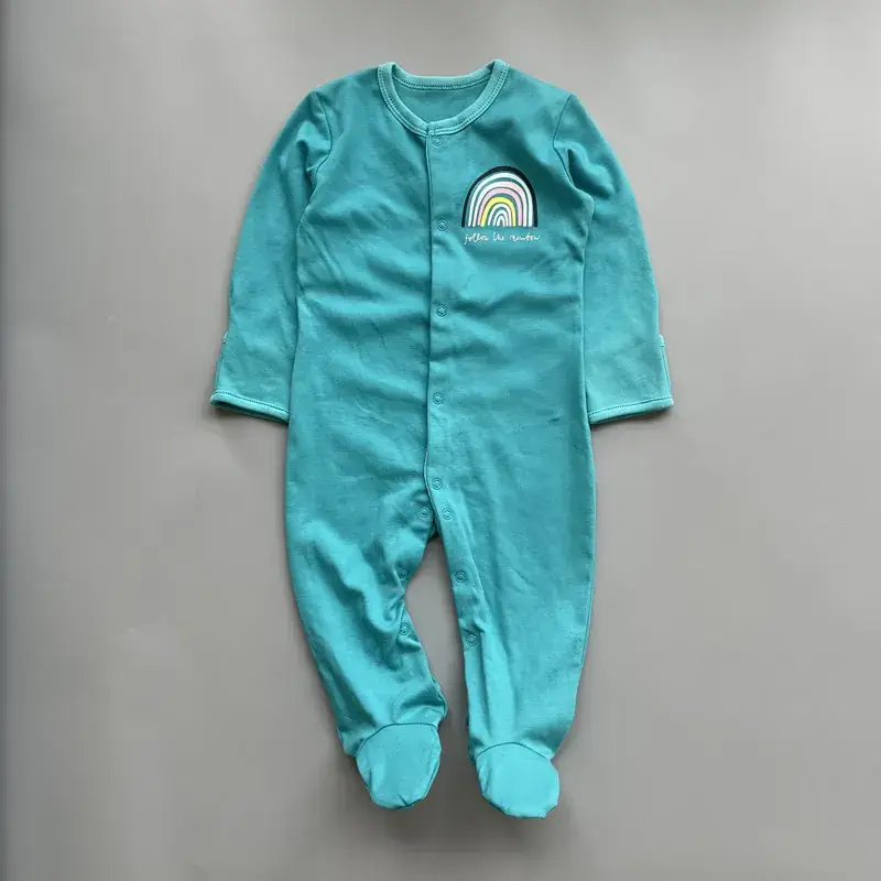 Baby Foot-Covering Cotton Jumpsuit with Hidden Button - Image 11