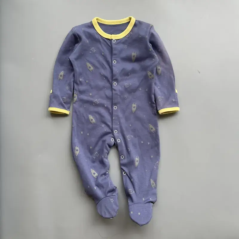 Baby Foot-Covering Cotton Jumpsuit with Hidden Button - Image 12