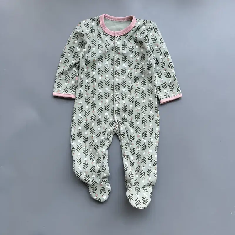 Baby Foot-Covering Cotton Jumpsuit with Hidden Button - Image 14
