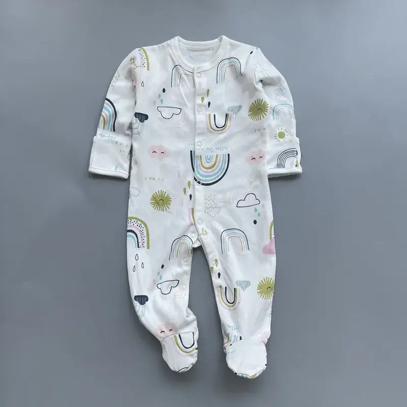 Baby Foot-Covering Cotton Jumpsuit with Hidden Button - Image 15