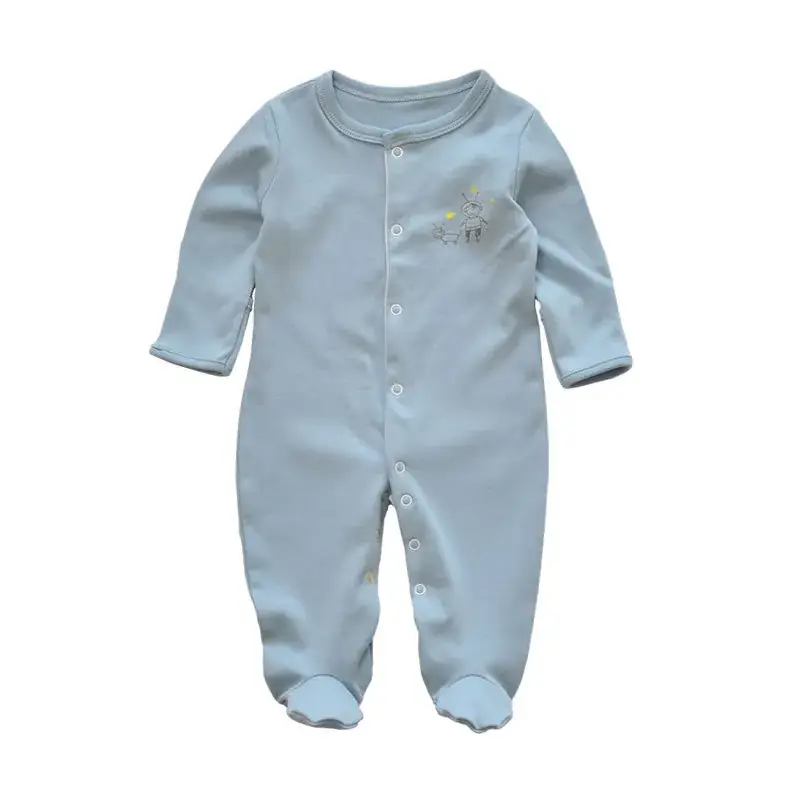 Baby Foot-Covering Cotton Jumpsuit with Hidden Button - Image 16