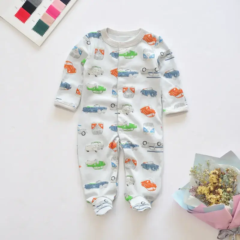 Baby Foot-Covering Cotton Jumpsuit with Hidden Button - Image 19