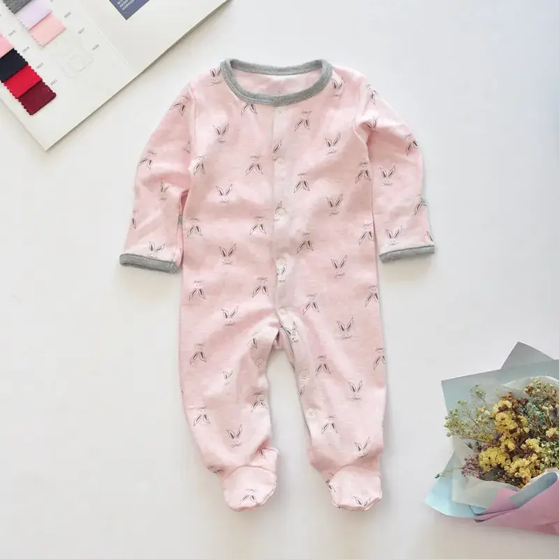 Baby Foot-Covering Cotton Jumpsuit with Hidden Button - Image 20