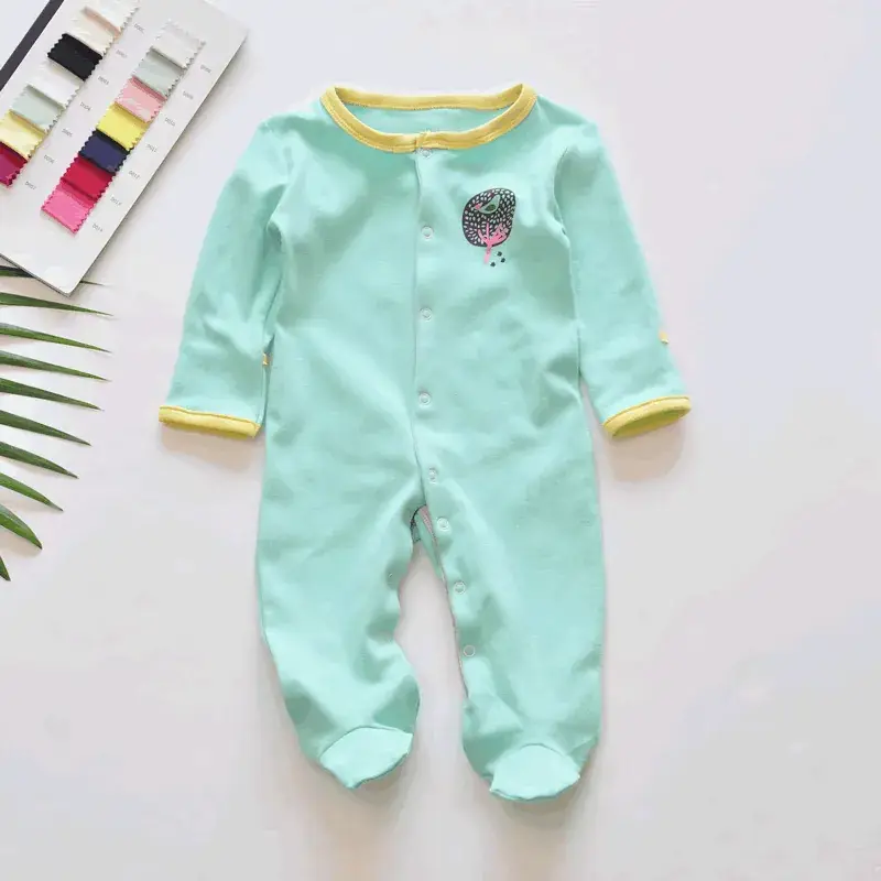 Baby Foot-Covering Cotton Jumpsuit with Hidden Button - Image 21