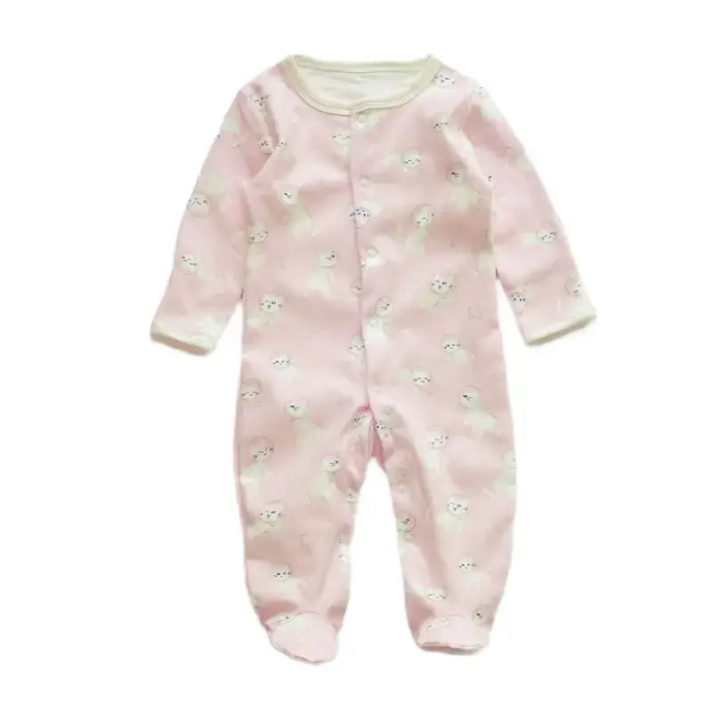 Baby Foot-Covering Cotton Jumpsuit with Hidden Button - Image 23