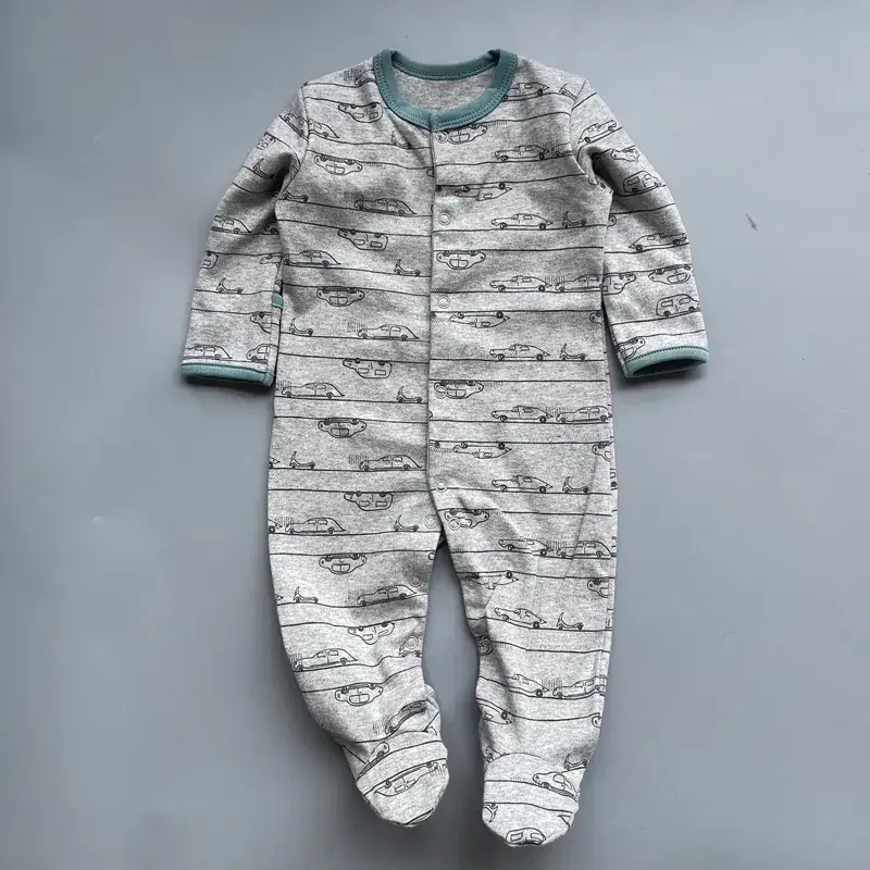 Baby Foot-Covering Cotton Jumpsuit with Hidden Button - Image 24