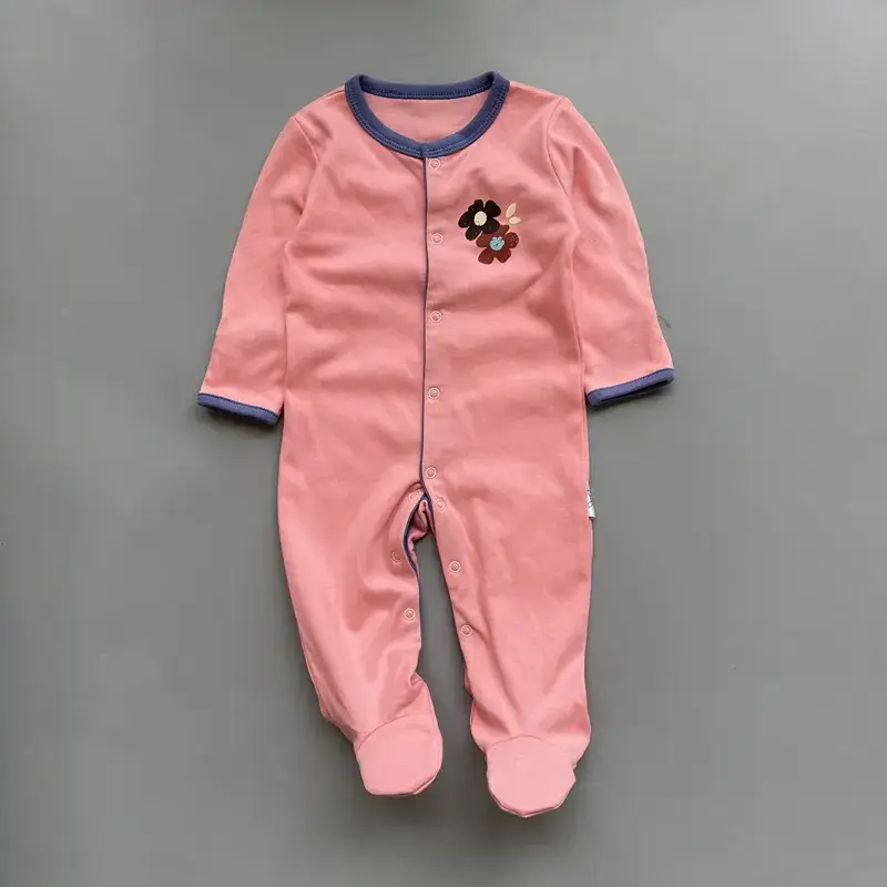 Baby Foot-Covering Cotton Jumpsuit with Hidden Button - Image 6