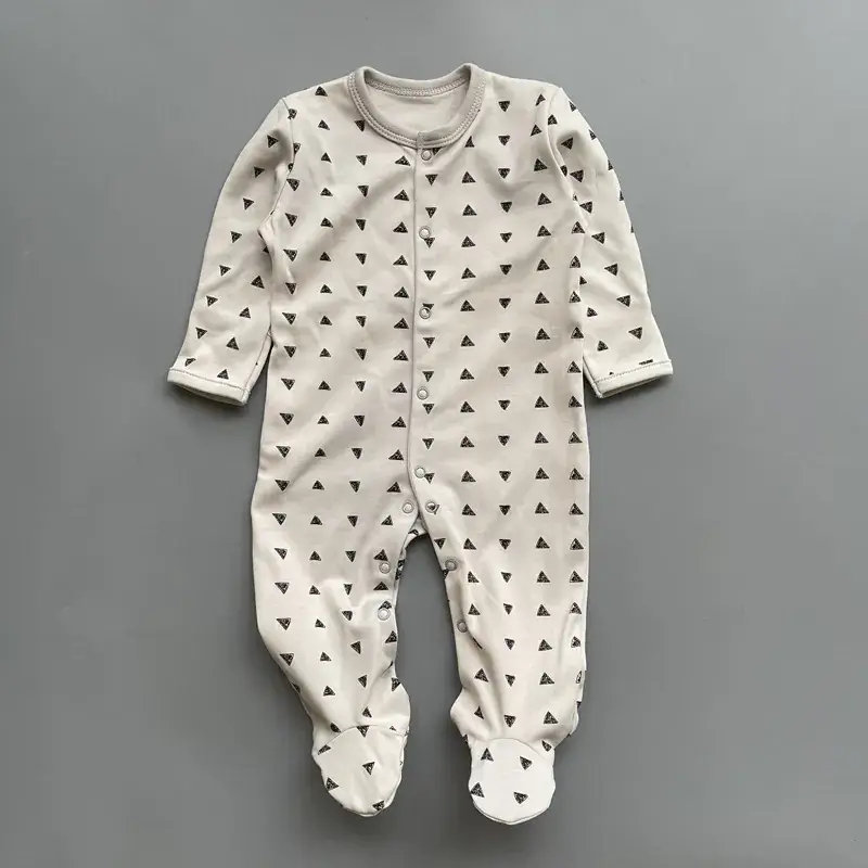 Baby Foot-Covering Cotton Jumpsuit with Hidden Button - Image 7
