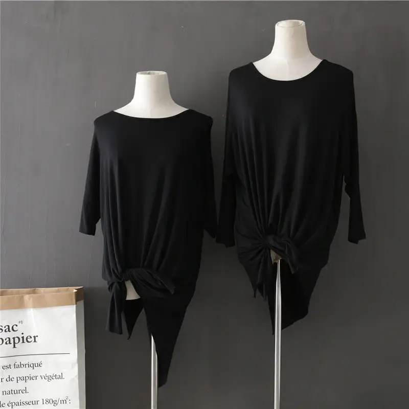 Women Black Draping T-Shirt Set 2025 - Image 16