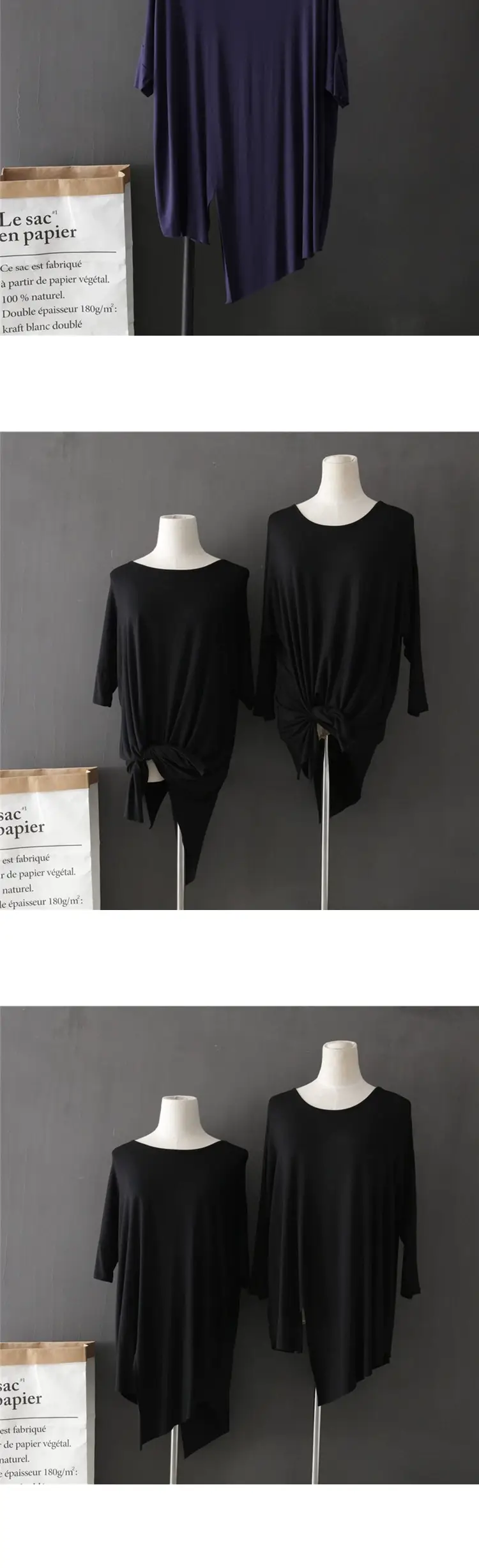 Women Black Draping T-Shirt Set 2025 — feature 11