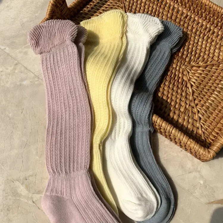Light Yellow Boneless Mid-Tube Kids Socks - Image 8