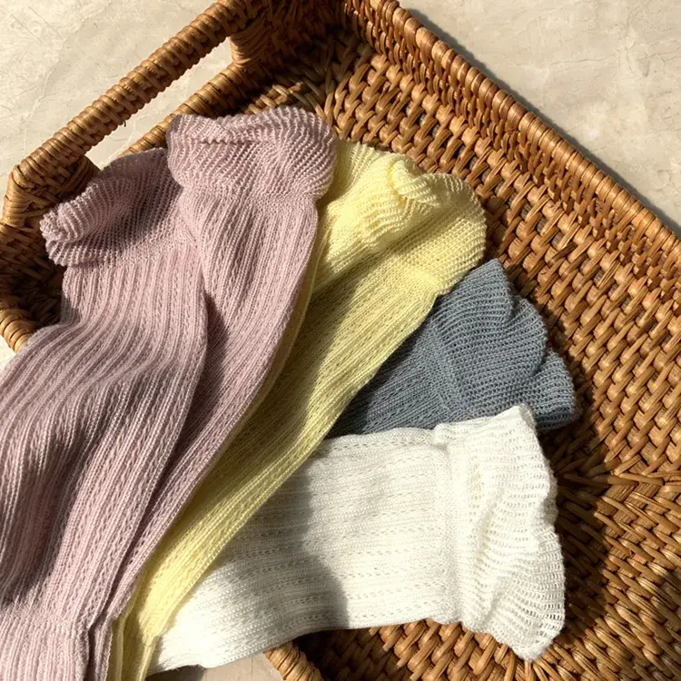 Light Yellow Boneless Mid-Tube Kids Socks - Image 9