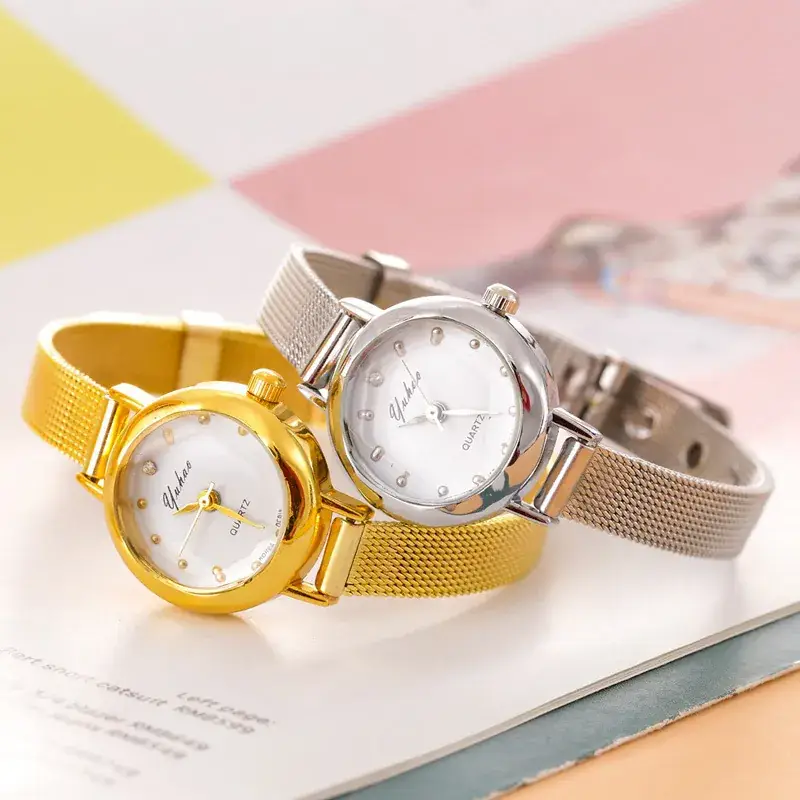 Small Women's Quartz Watch with Gold Mesh Band - Image 3