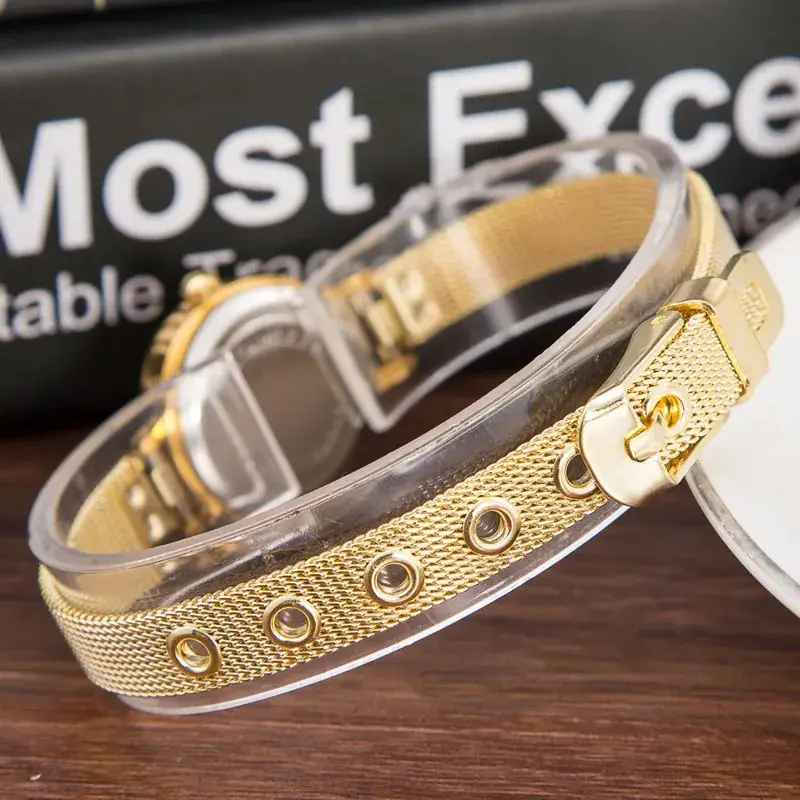 Small Women's Quartz Watch with Gold Mesh Band - Image 4