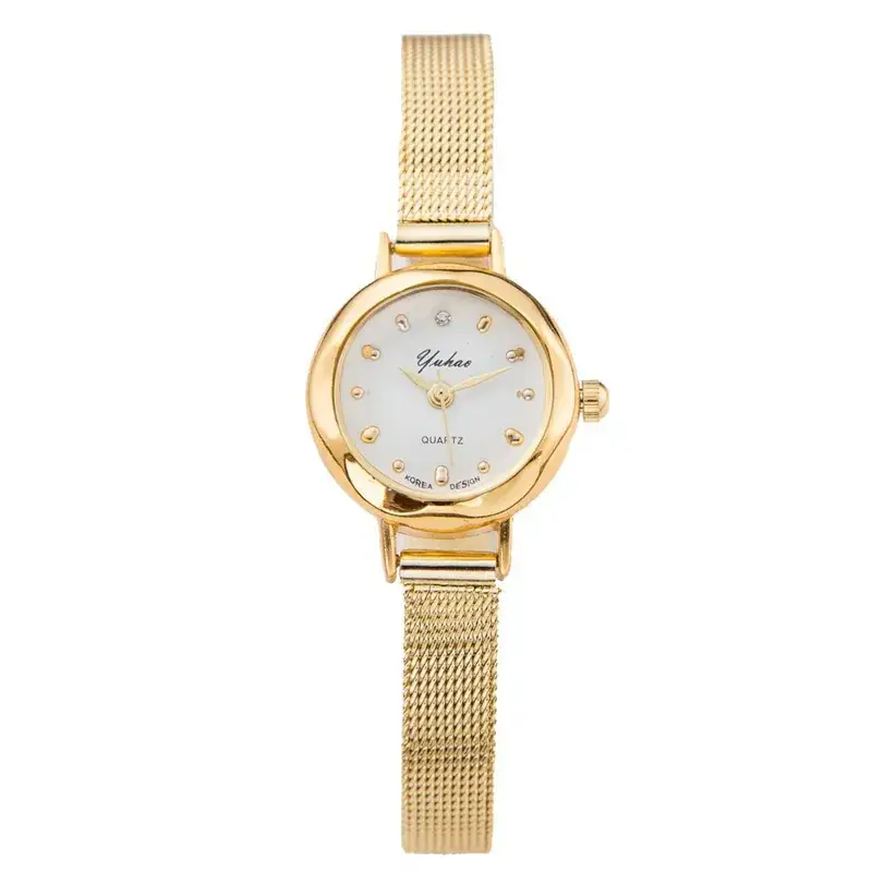 Small Women's Quartz Watch with Gold Mesh Band - Image 5