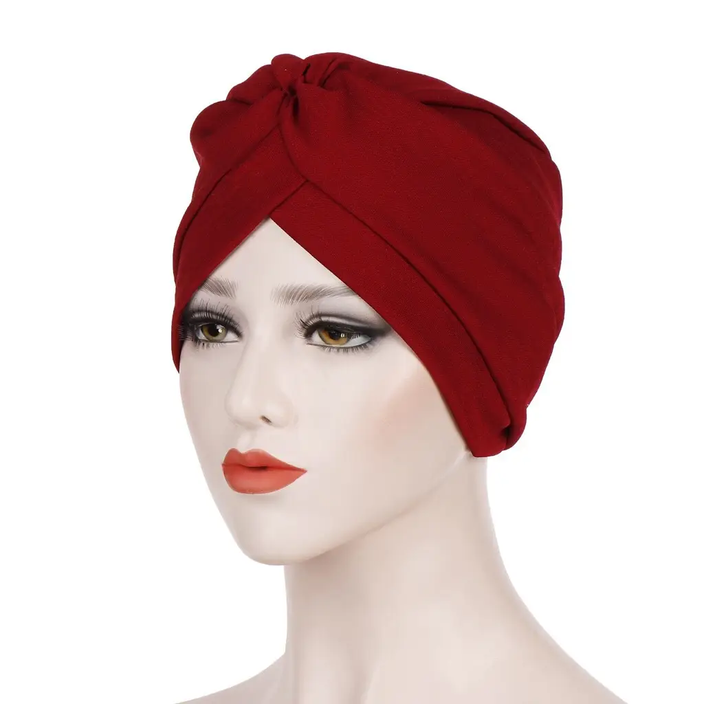 Black Slub Base Muslim Pullover Hat with Front Pleating