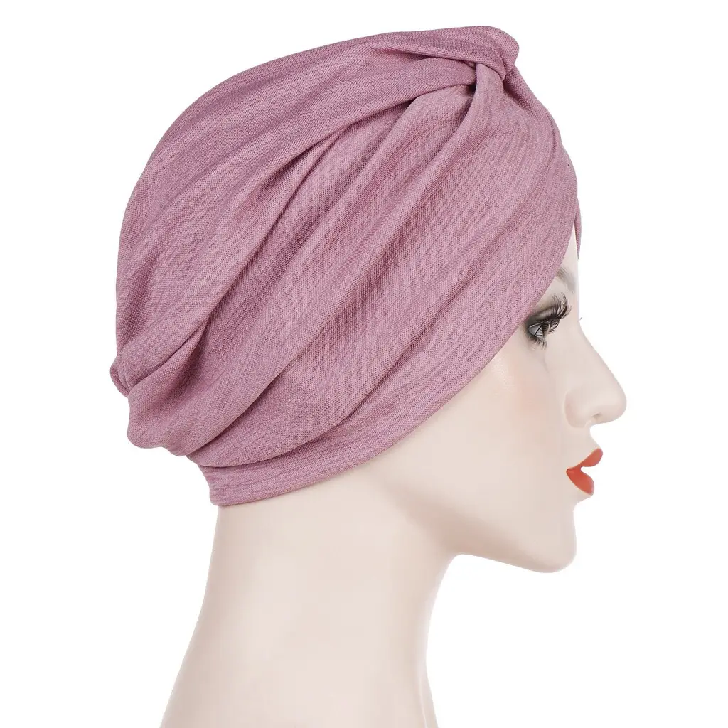 Black Slub Base Muslim Pullover Hat with Front Pleating