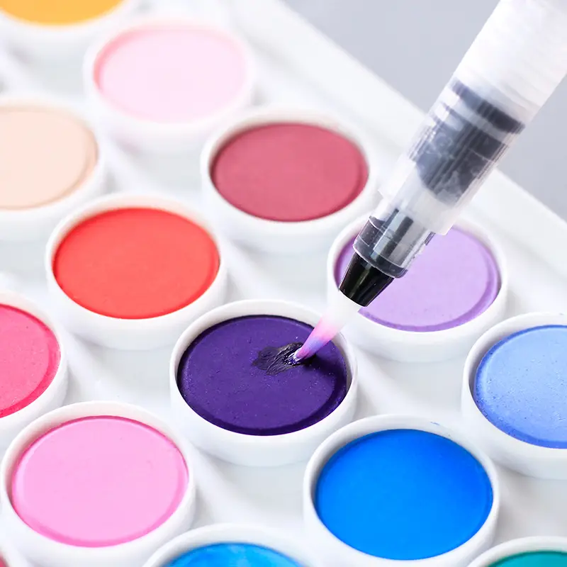 Taiwan Lion 36 Color Solid Watercolor Set Children's Hand-painted Pigment Set Powder Cake Transparent Solid Powder Cake Box