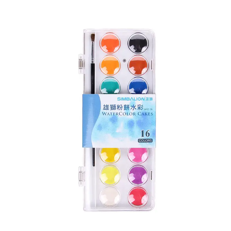 Taiwan Lion 36 Color Solid Watercolor Set Children's Hand-painted Pigment Set Powder Cake Transparent Solid Powder Cake Box