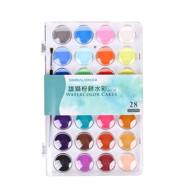 Taiwan Lion 36 Color Solid Watercolor Set Children's Hand-painted Pigment Set Powder Cake Transparent Solid Powder Cake Box