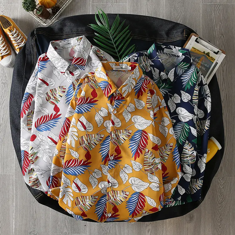 Men's Korean Style Floral Backpack with Long Sleeve Shirt