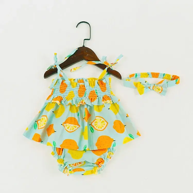 Girls Cotton Strawberry Print Sleeveless Dress Set - Image 2