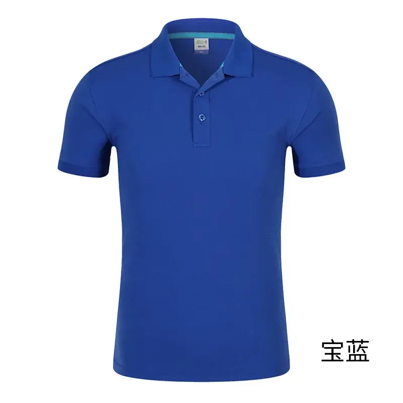 Men Blue Cotton Polo Shirt with Brand Tag - Image 13