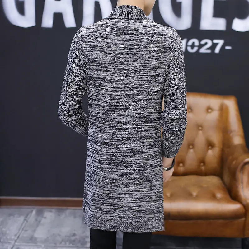 Men's Long Knitted Cardigan with Slim Fit and Pocket - Image 5