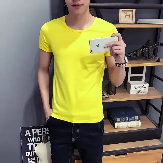 Men Navy V-Neck T-Shirt Slim Fit Loose Fit - Image 23