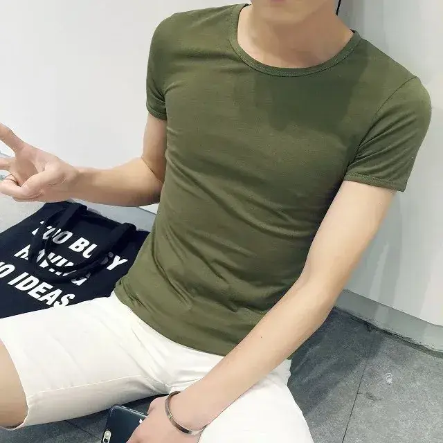 Men Navy V-Neck T-Shirt Slim Fit Loose Fit - Image 4