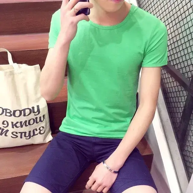 Men Navy V-Neck T-Shirt Slim Fit Loose Fit - Image 6